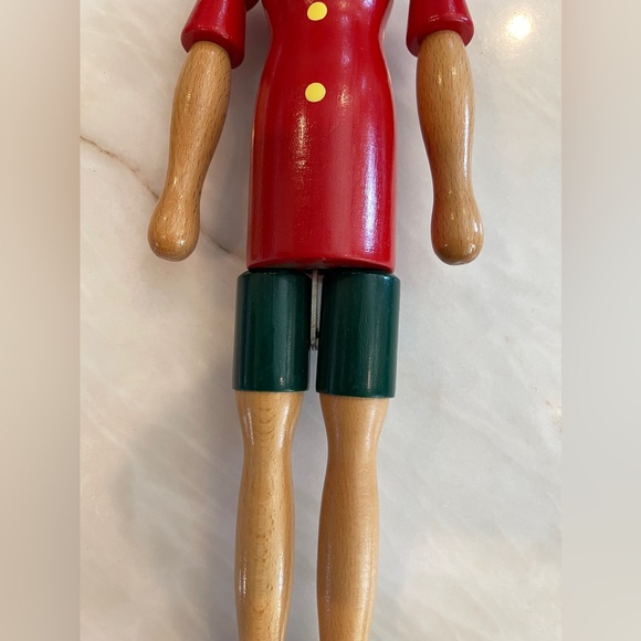 Garanzia Di Qualita Vtg Pinocchio Wooden Doll Made in Italy - 20"H Hand Painted - Picture 9 of 12